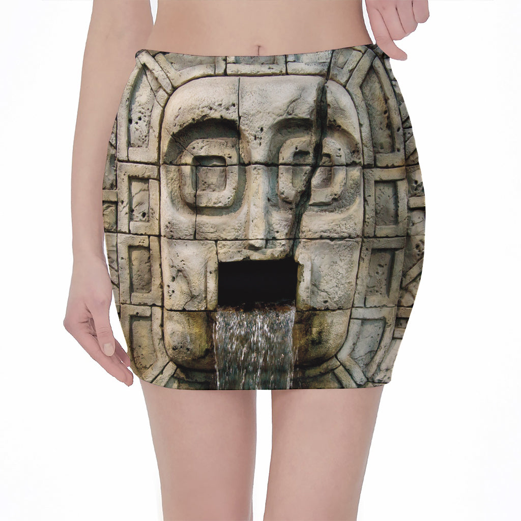 Mayan Stone Print Pencil Mini Skirt