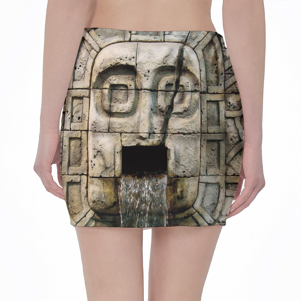 Mayan Stone Print Pencil Mini Skirt