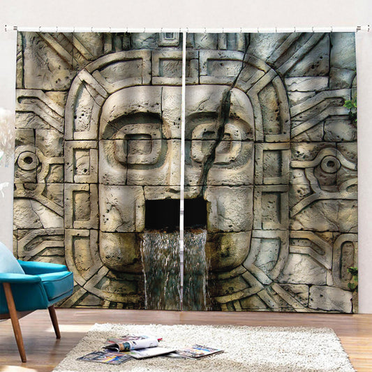 Mayan Stone Print Pencil Pleat Curtains