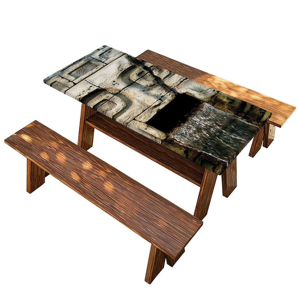 Mayan Stone Print Picnic Table Cover
