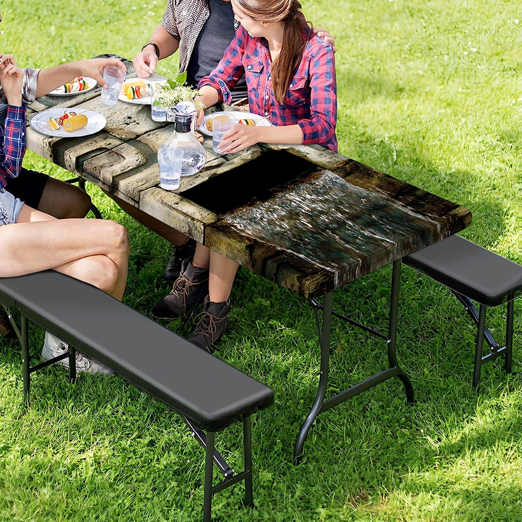 Mayan Stone Print Picnic Table Cover
