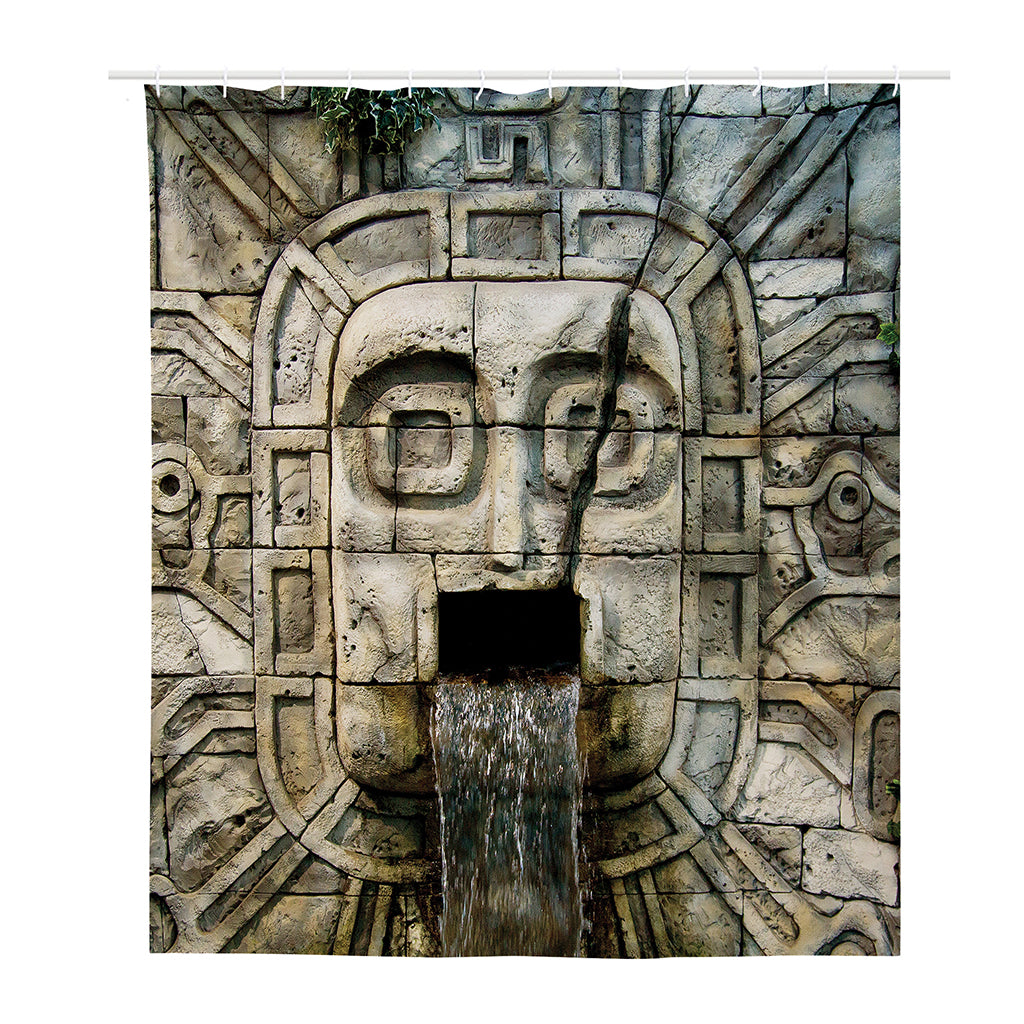 Mayan Stone Print Polyester Shower Curtain