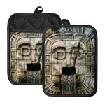 Mayan Stone Print Pot Holders With Pocket