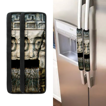 Mayan Stone Print Refrigerator Handle Covers