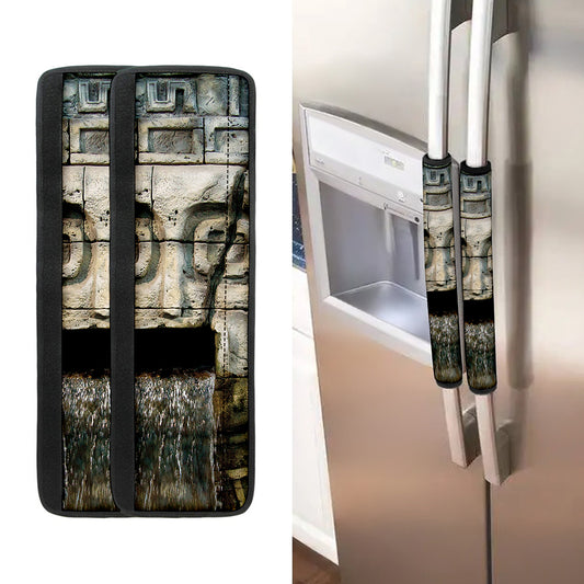 Mayan Stone Print Refrigerator Handle Covers