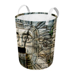 Mayan Stone Print Round Laundry Basket
