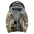 Mayan Stone Print Sherpa Lined Zip Up Hoodie