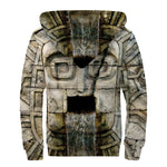 Mayan Stone Print Sherpa Lined Zip Up Hoodie