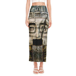 Mayan Stone Print Side Slit Maxi Skirt