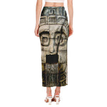 Mayan Stone Print Side Slit Maxi Skirt