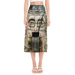 Mayan Stone Print Side Slit Midi Skirt