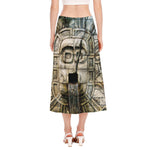 Mayan Stone Print Side Slit Midi Skirt