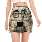 Mayan Stone Print Side Slit Mini Skirt