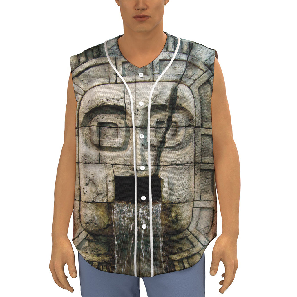 Mayan Stone Print Sleeveless Baseball Jersey