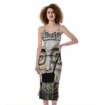 Mayan Stone Print Slim Fit Midi Cami Dress