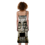 Mayan Stone Print Slim Fit Midi Cami Dress