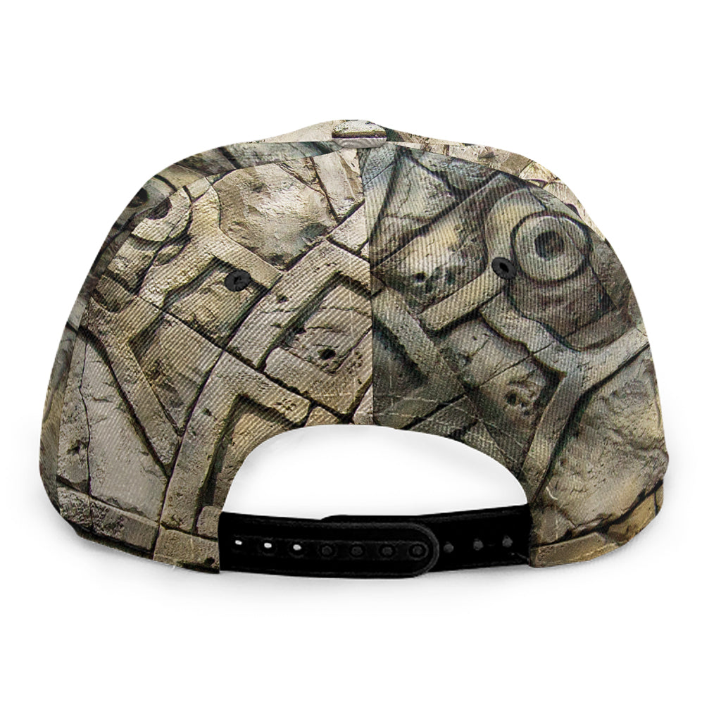 Mayan Stone Print Snapback Cap
