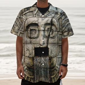 Mayan Stone Print Textured Short Sleeve Shirt