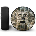 Mayan Stone Print Tire Cover With Camera Hole