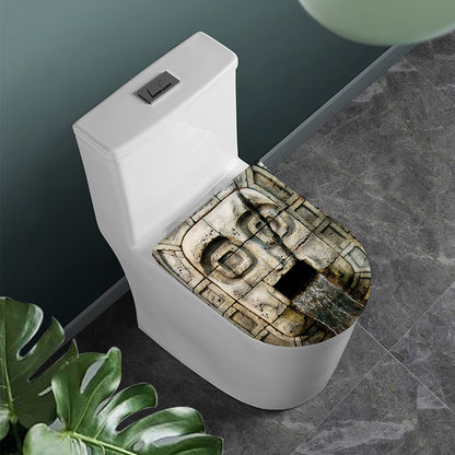 Mayan Stone Print Toilet Lid Cover