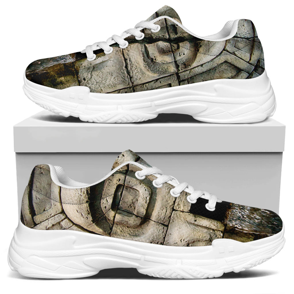 Mayan Stone Print White Chunky Shoes