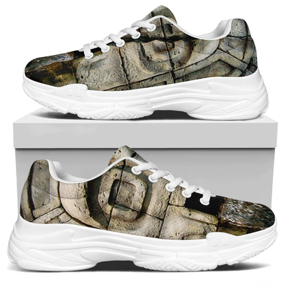 Mayan Stone Print White Chunky Shoes