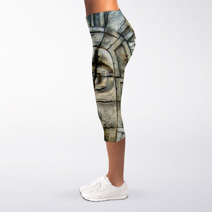 Mayan Stone Print Women's Capri Leggings