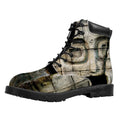 Mayan Stone Print Padded Collar Lace Up Boots