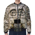 Mayan Stone Print Zip Sleeve Bomber Jacket
