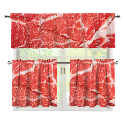Meat Print 3 Piece Kitchen Curtains