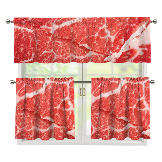Meat Print 3 Piece Kitchen Curtains