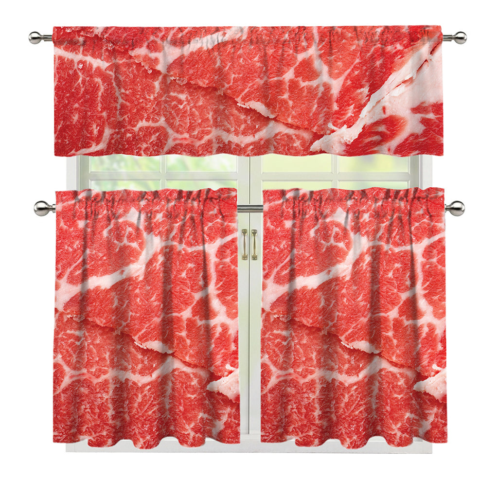 Meat Print 3 Piece Kitchen Curtains