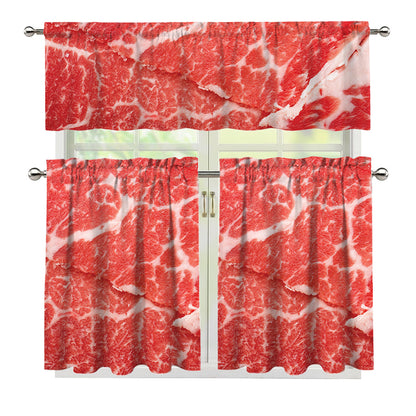 Meat Print 3 Piece Kitchen Curtains