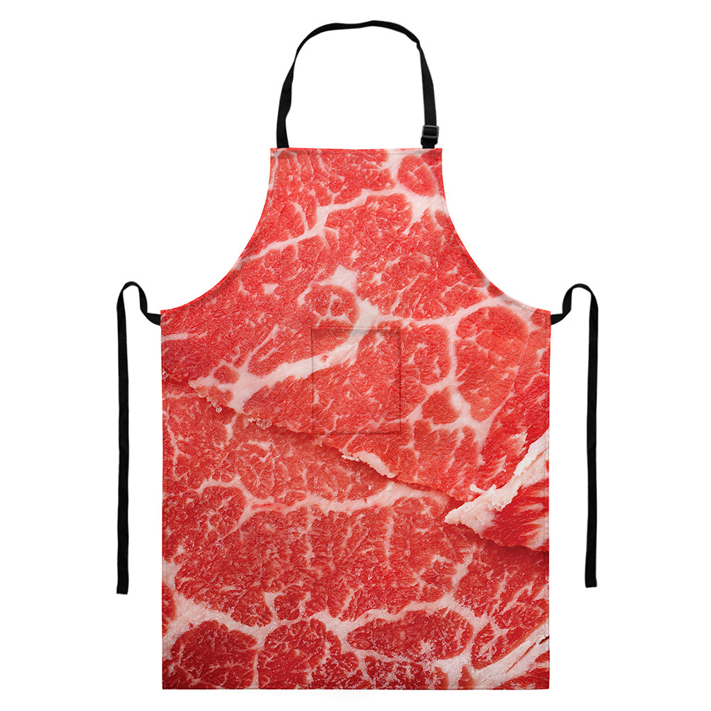 Meat Print Bib Apron With Pocket