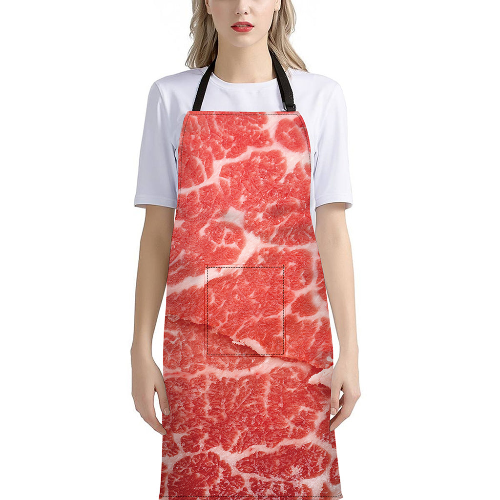 Meat Print Bib Apron With Pocket