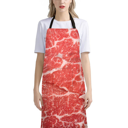 Meat Print Bib Apron With Pocket