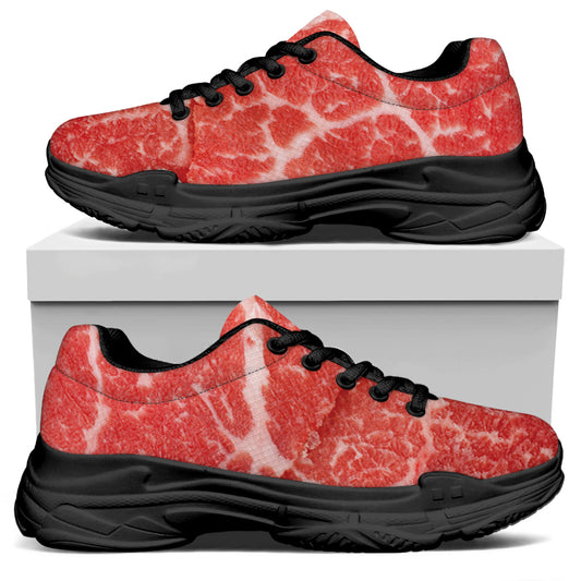 Meat Print Black Chunky Shoes