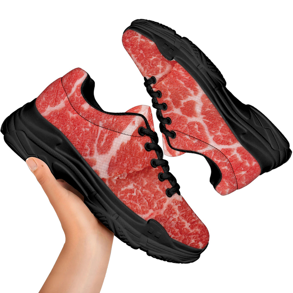 Meat Print Black Chunky Shoes