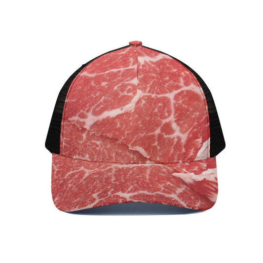 Meat Print Black Mesh Trucker Cap