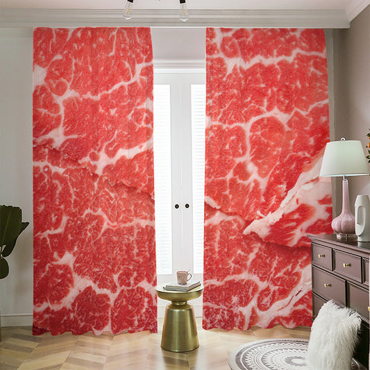 Meat Print Blackout Pencil Pleat Curtains