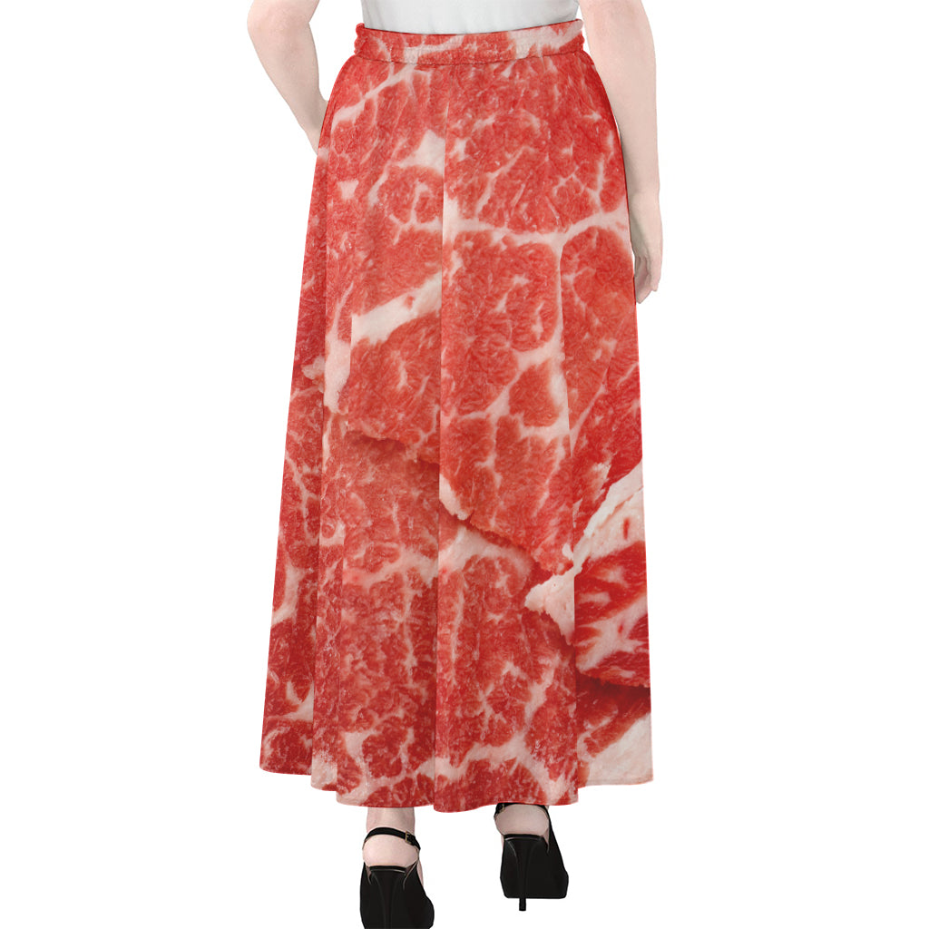 Meat Print Chiffon Maxi Skirt