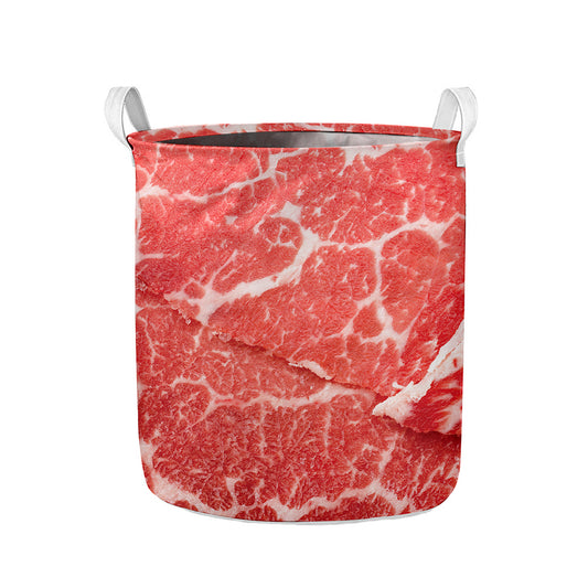 Meat Print Collapsible Laundry Basket