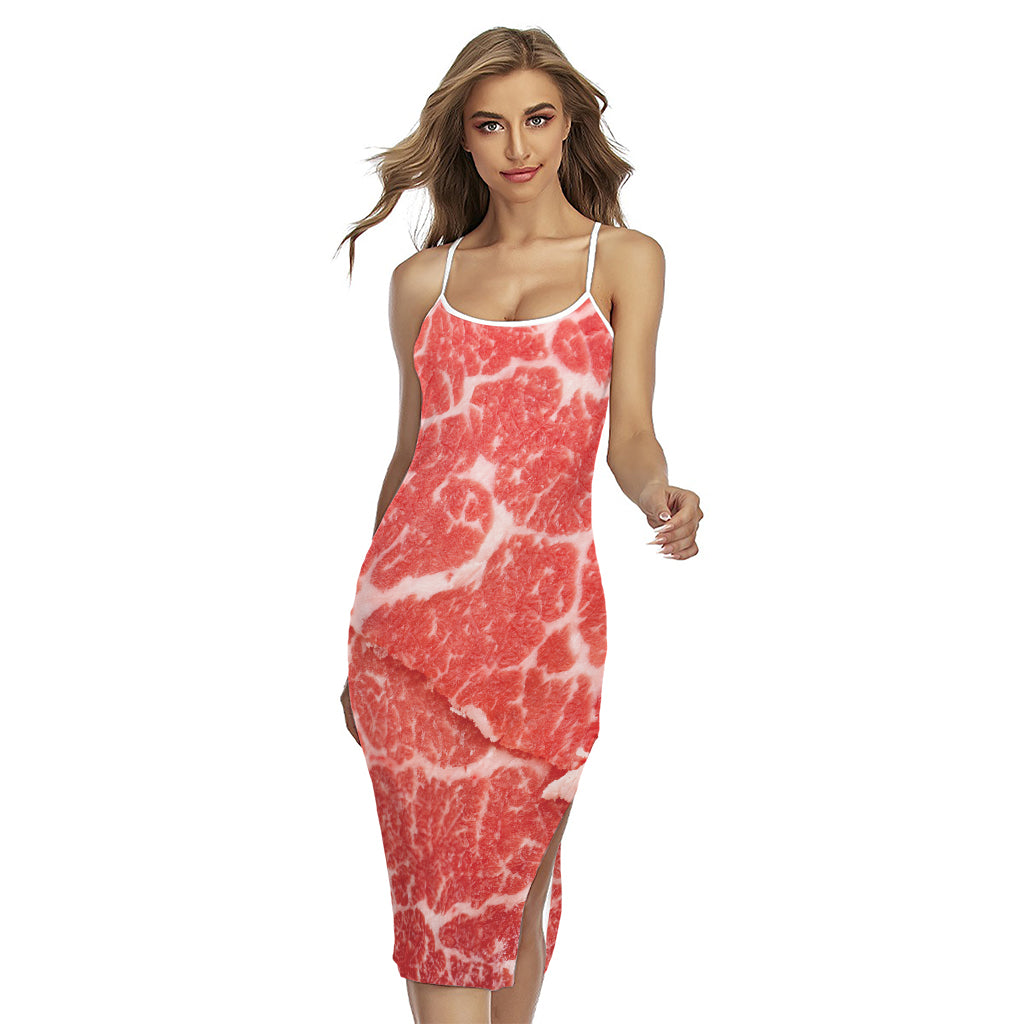 Meat Print Cross Back Cami Dress