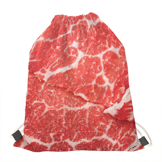 Meat Print Drawstring Bag
