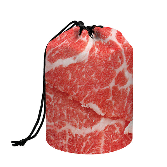Meat Print Drawstring Makeup Bag