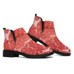 Meat Print Flat Ankle Boots