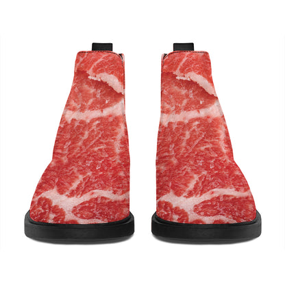 Meat Print Flat Ankle Boots