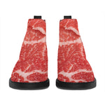 Meat Print Flat Ankle Boots