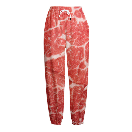 Meat Print Fleece Lined Knit Pants