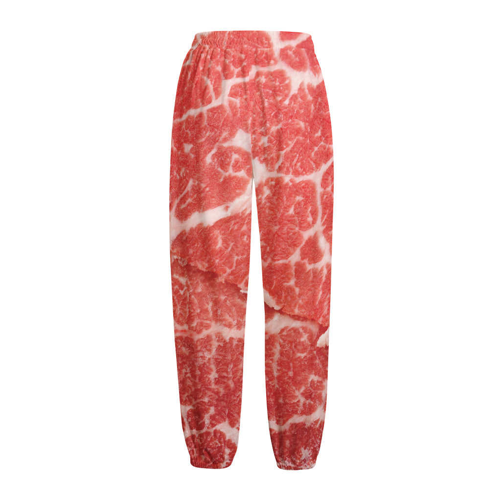 Meat Print Fleece Lined Knit Pants